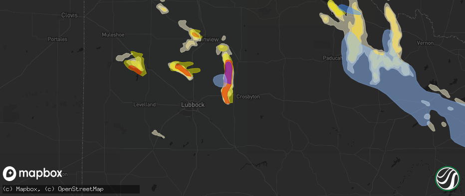 Hail map in Ralls, TX on June 23, 2026