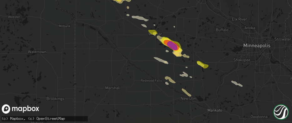 Hail map in Renville, MN on June 23, 2026