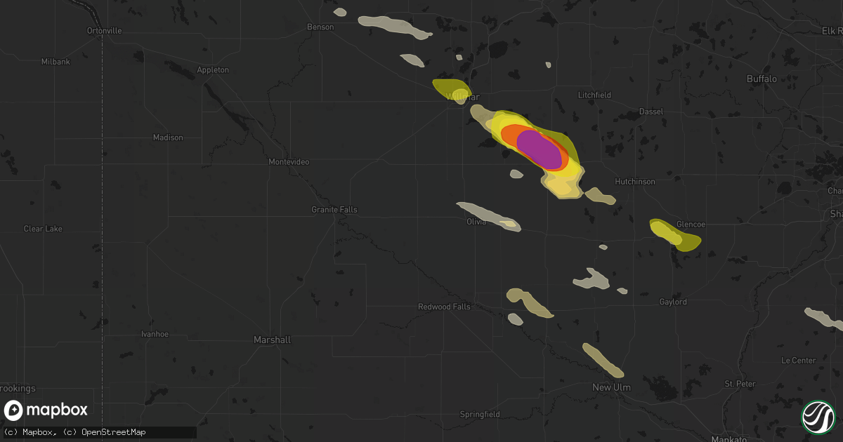 Hail map in Renville, MN on June 23, 2026