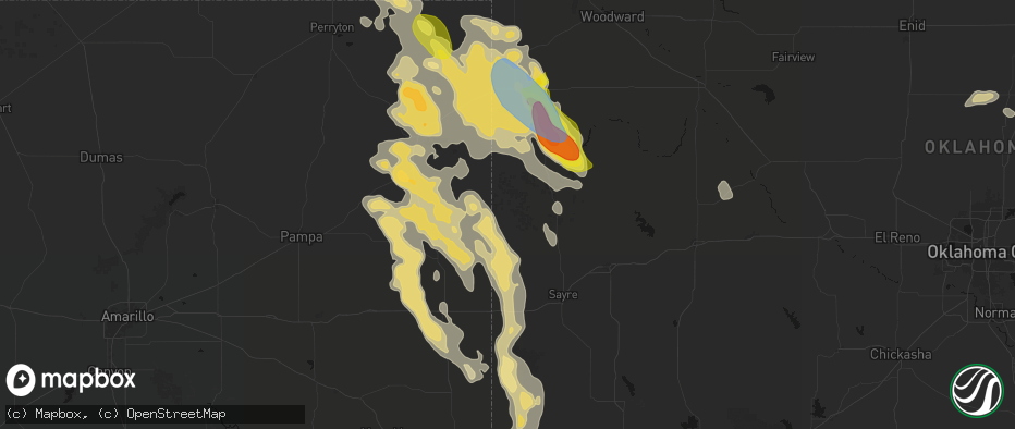 Hail map in Reydon, OK on June 23, 2026