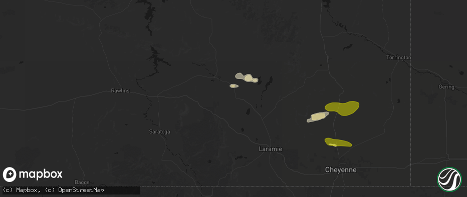 Hail map in Rock River, WY on June 23, 2026