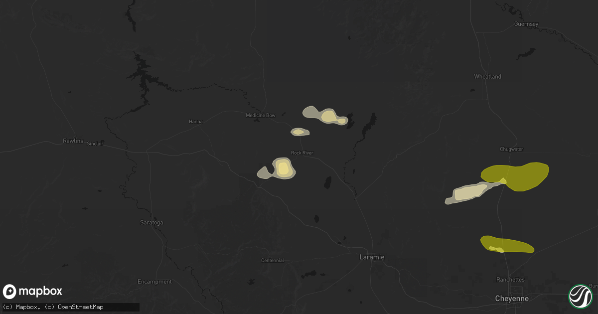 Hail map in Rock River, WY on June 23, 2026