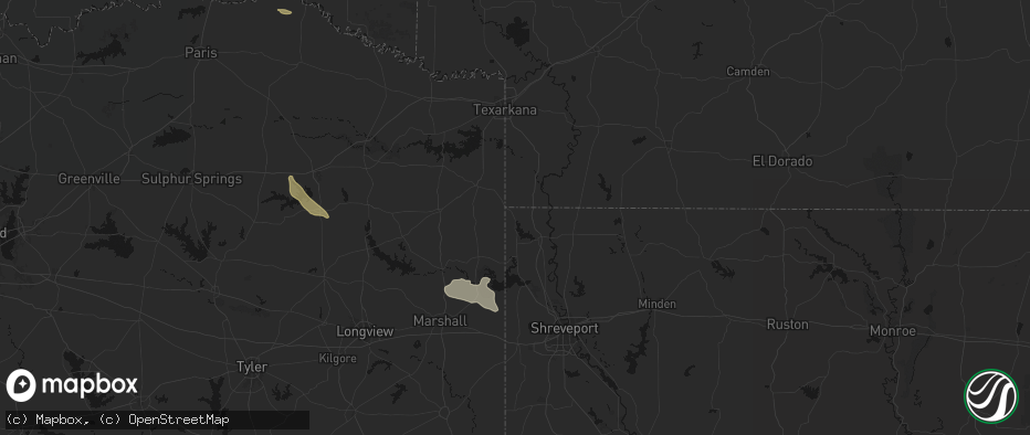 Hail map in Rodessa, LA on June 23, 2026