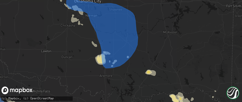 Hail map in Roff, OK on June 23, 2026