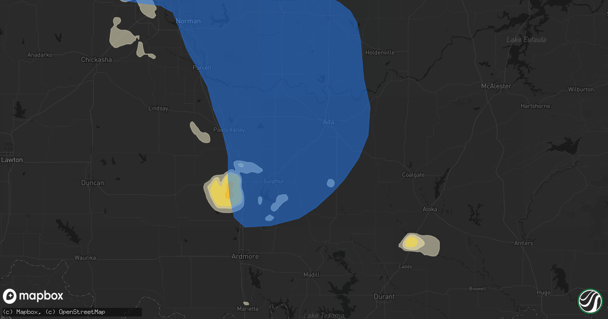 Hail map in Roff, OK on June 23, 2026