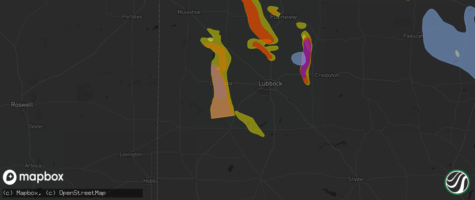 Hail map in Ropesville, TX on June 23, 2026