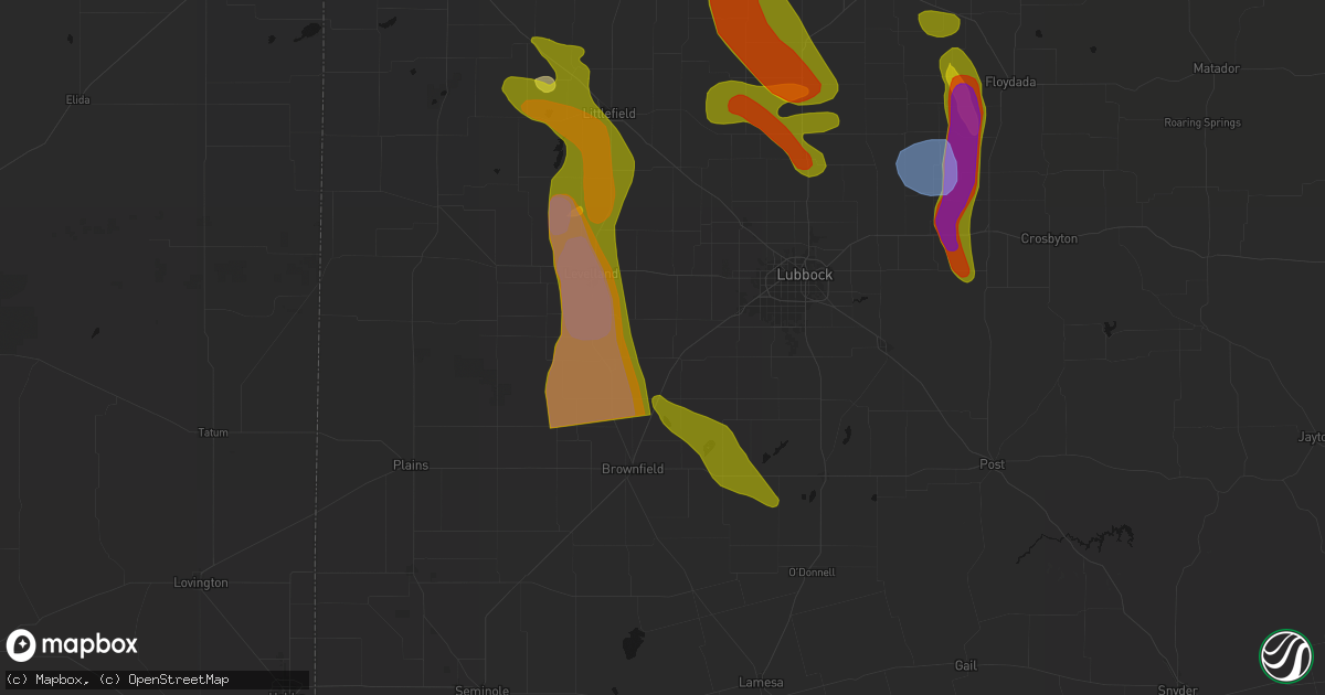 Hail map in Ropesville, TX on June 23, 2026
