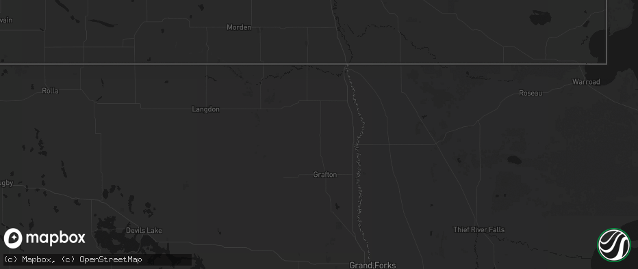 Hail map in Saint Thomas, ND on June 23, 2026