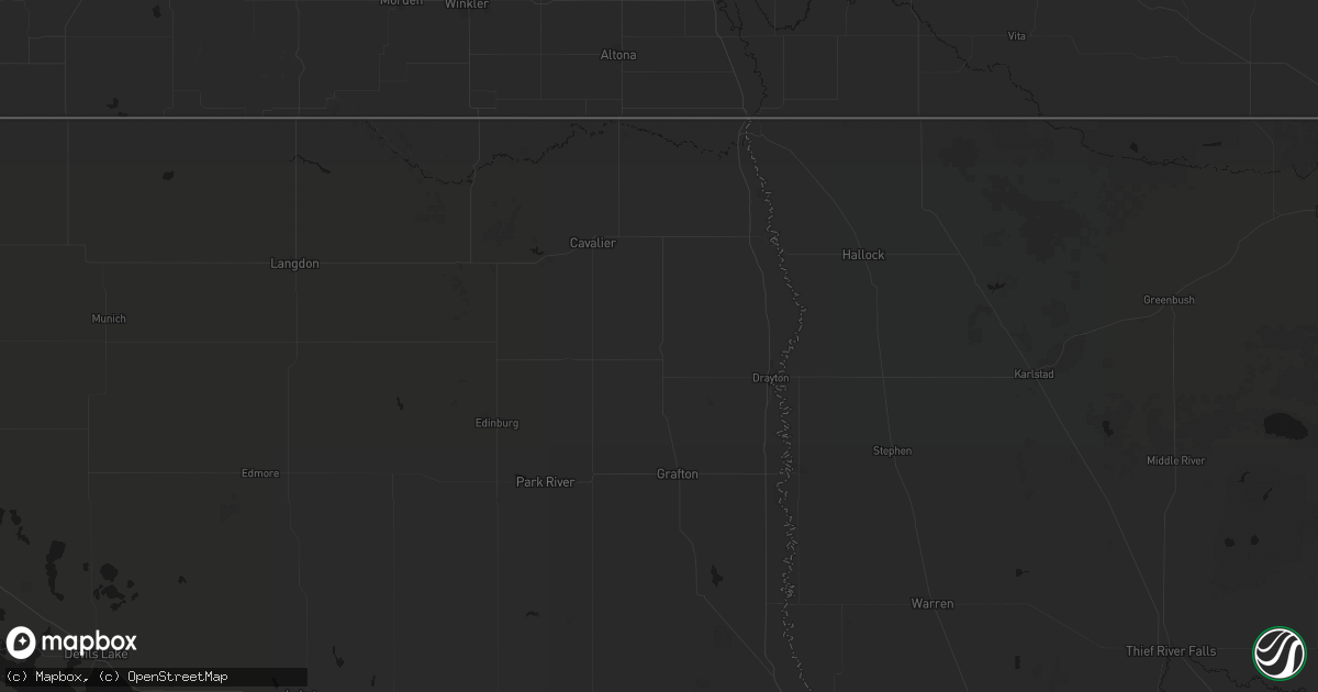 Hail map in Saint Thomas, ND on June 23, 2026