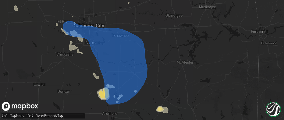 Hail map in Sasakwa, OK on June 23, 2026