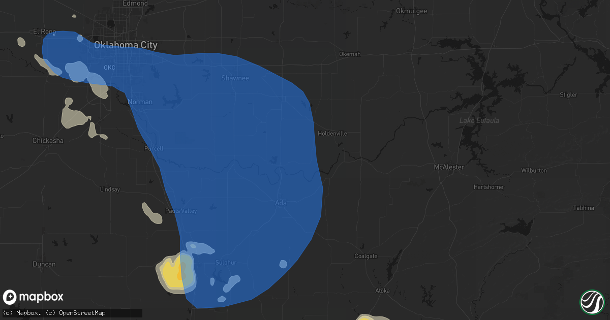 Hail map in Sasakwa, OK on June 23, 2026