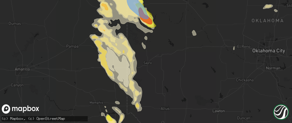 Hail map in Sayre, OK on June 23, 2026