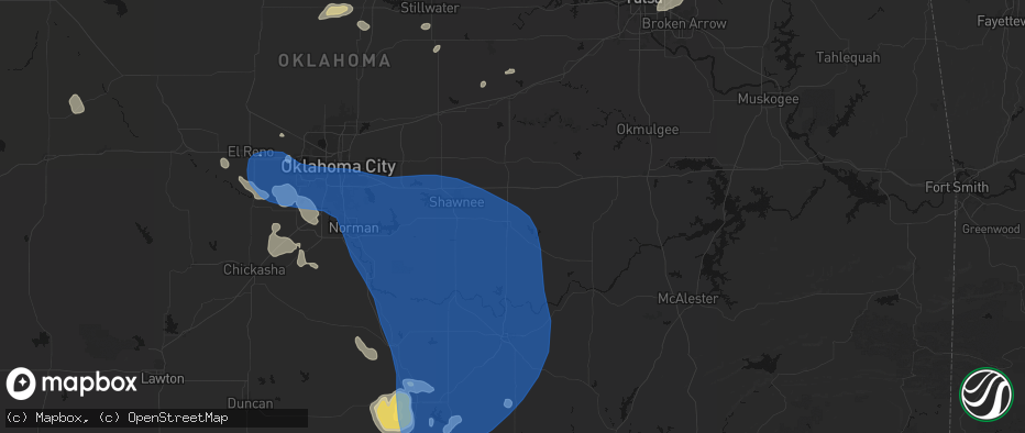 Hail map in Seminole, OK on June 23, 2026