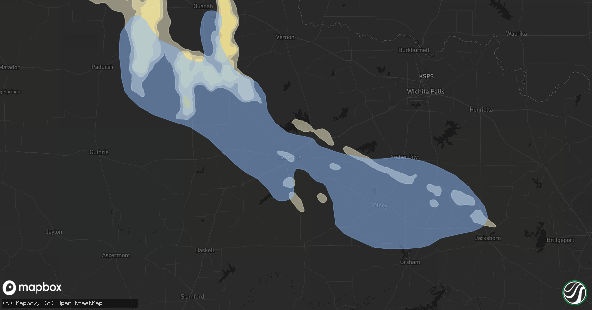 Hail map in Seymour, TX on June 23, 2026