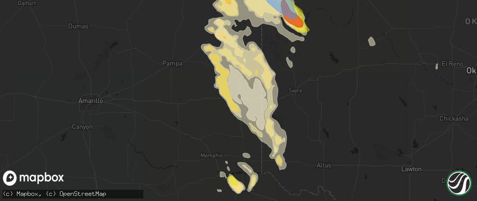 Hail map in Shamrock, TX on June 23, 2026