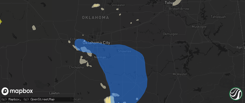 Hail map in Shawnee, OK on June 23, 2026