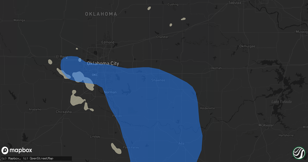 Hail map in Shawnee, OK on June 23, 2026