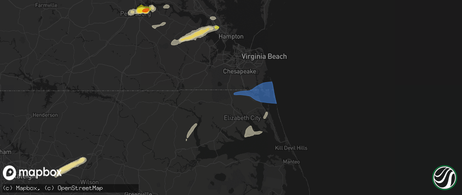 Hail map in South Mills, NC on June 23, 2026
