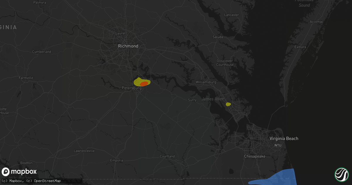 Hail map in Spring Grove, VA on June 23, 2026