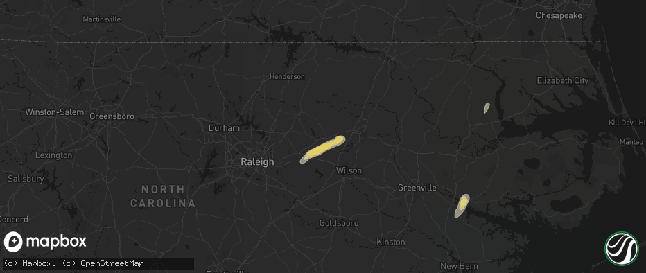 Hail map in Spring Hope, NC on June 23, 2026