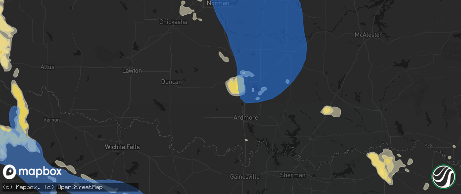 Hail map in Springer, OK on June 23, 2026