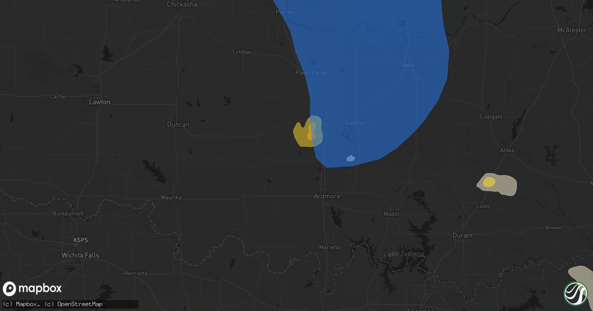 Hail map in Springer, OK on June 23, 2026