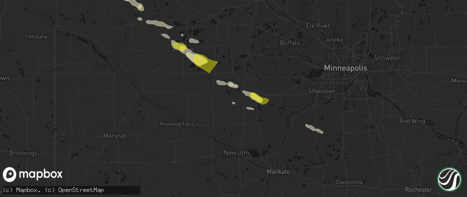 Hail map in Stewart, MN on June 23, 2026