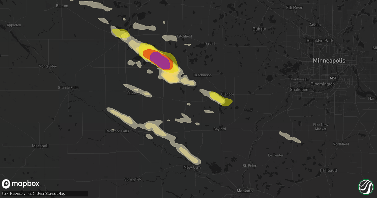Hail map in Stewart, MN on June 23, 2026