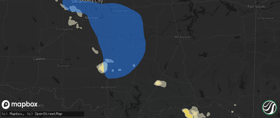Hail map in Stonewall, OK on June 23, 2026