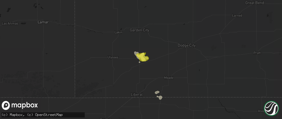Hail map in Sublette, KS on June 23, 2026