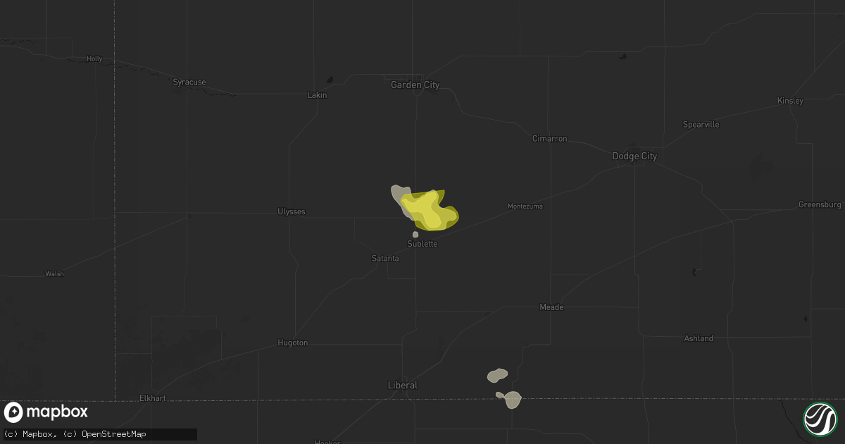 Hail map in Sublette, KS on June 23, 2026