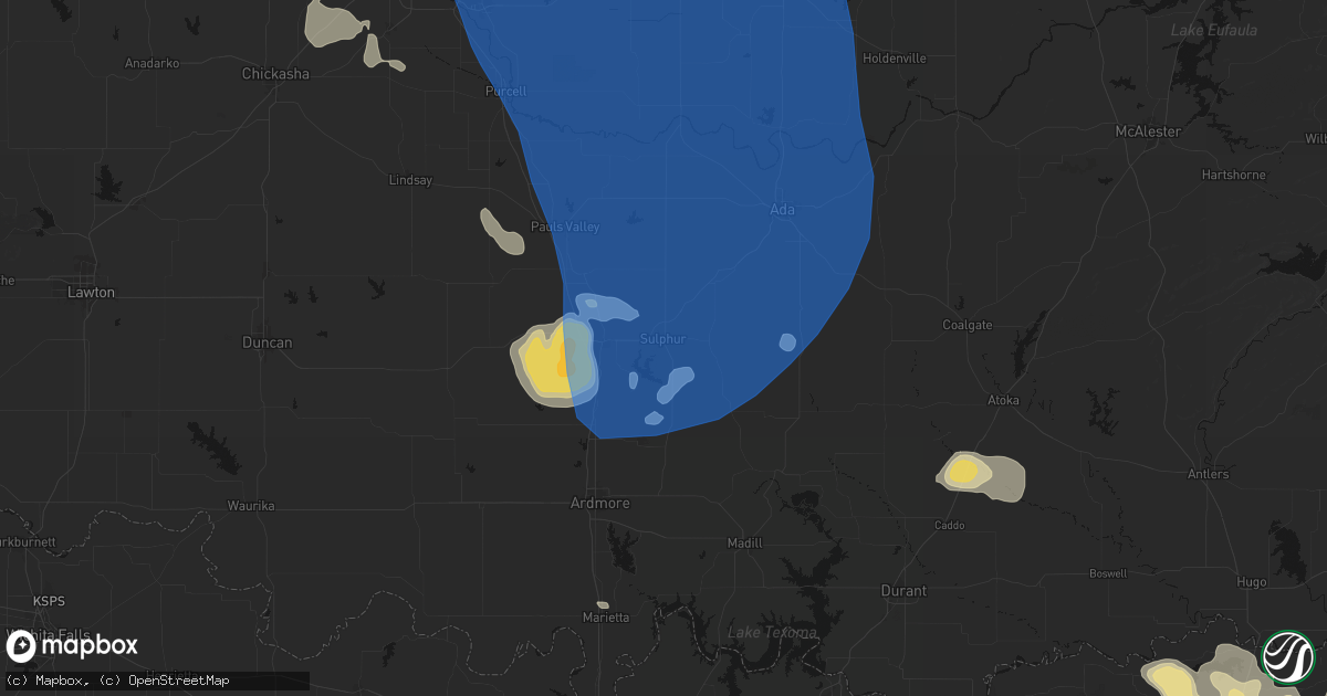 Hail map in Sulphur, OK on June 23, 2026