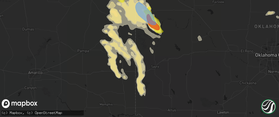 Hail map in Sweetwater, OK on June 23, 2026
