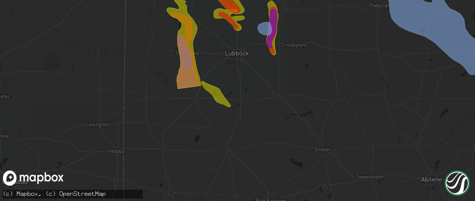 Hail map in Tahoka, TX on June 23, 2026