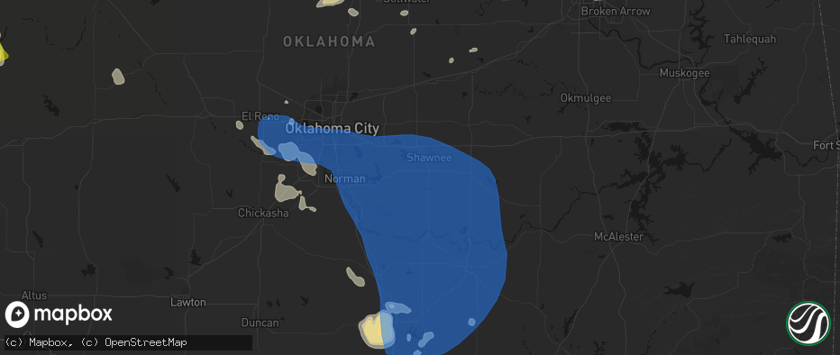 Hail map in Tecumseh, OK on June 23, 2026