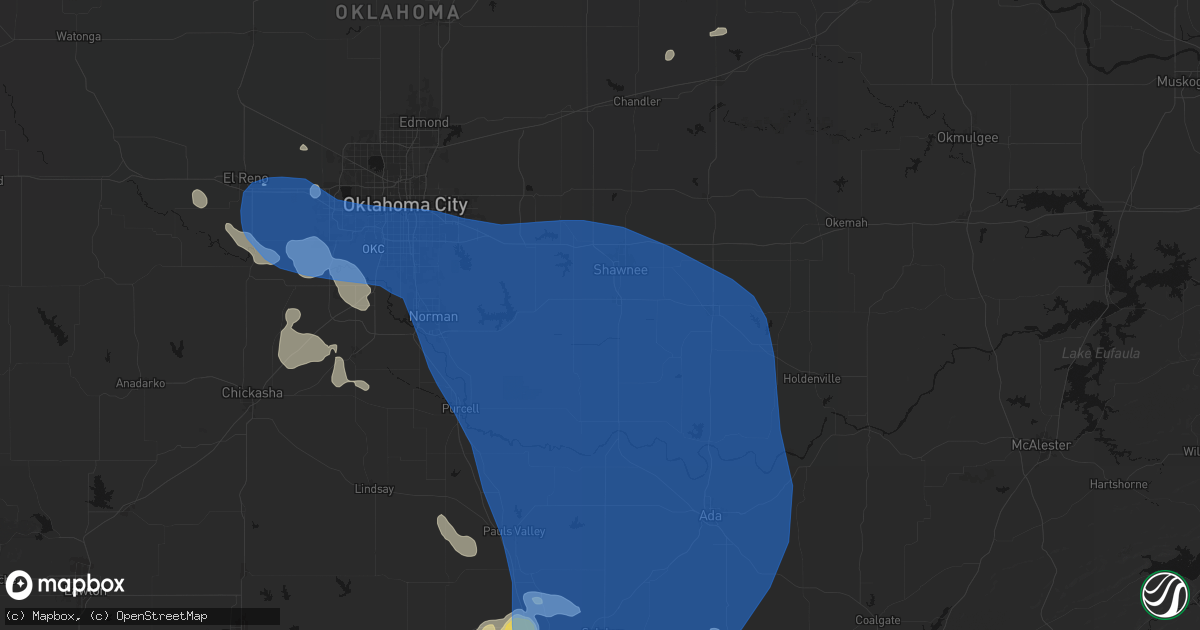 Hail map in Tecumseh, OK on June 23, 2026