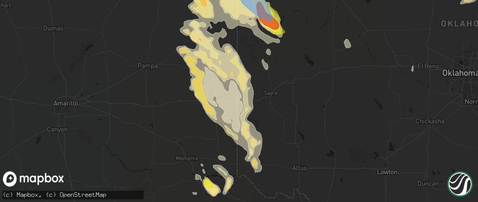 Hail map in Texola, OK on June 23, 2026