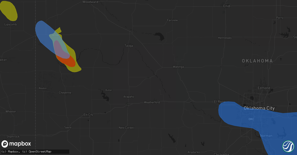 Hail map in Thomas, OK on June 23, 2026