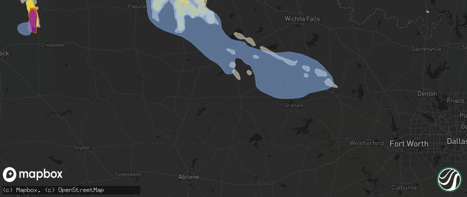 Hail map in Throckmorton, TX on June 23, 2026