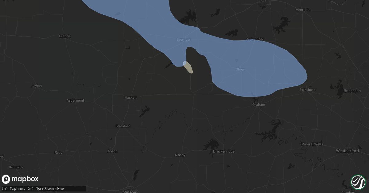 Hail map in Throckmorton, TX on June 23, 2026