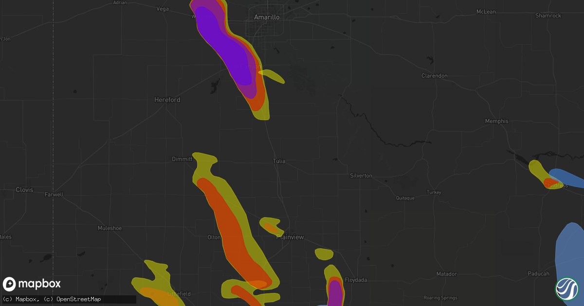 Hail map in Tulia, TX on June 23, 2026