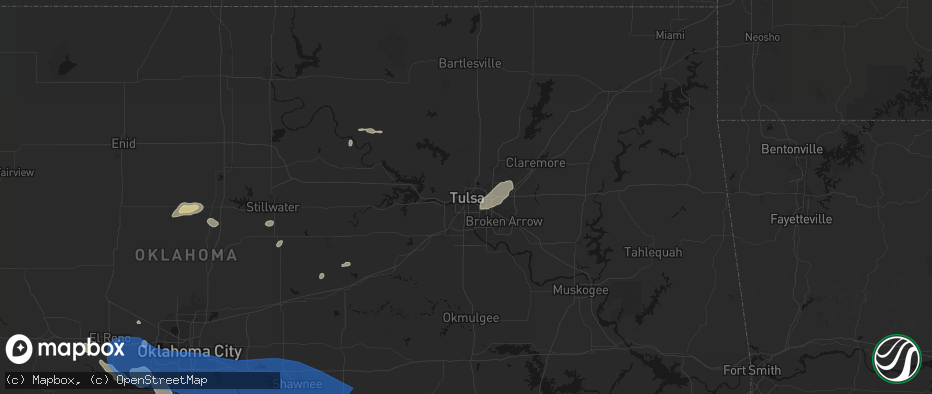 Hail map in Tulsa, OK on June 23, 2026