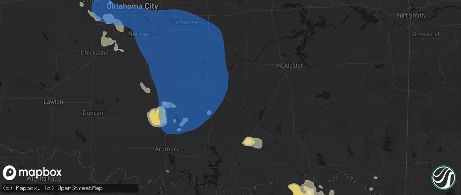 Hail map in Tupelo, OK on June 23, 2026
