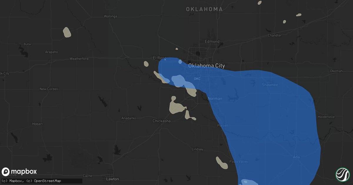 Hail map in Tuttle, OK on June 23, 2026