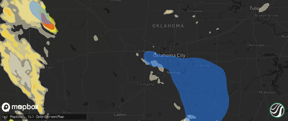Hail map in Union City, OK on June 23, 2026