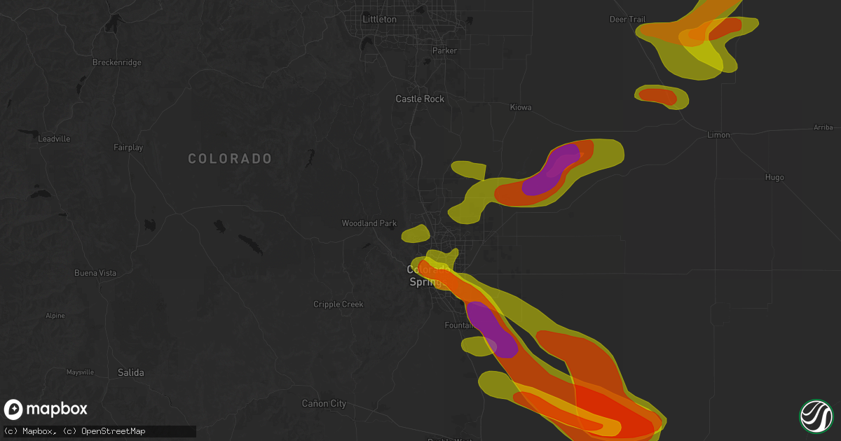 Hail map in Usaf Academy, CO on June 23, 2026
