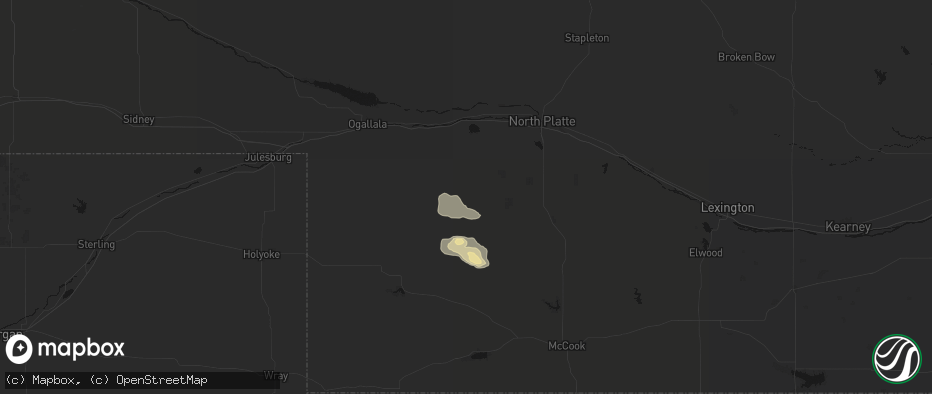 Hail map in Wallace, NE on June 23, 2026