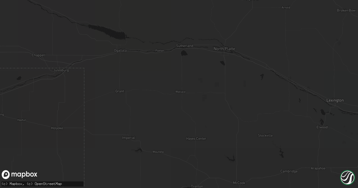 Hail map in Wallace, NE on June 23, 2026