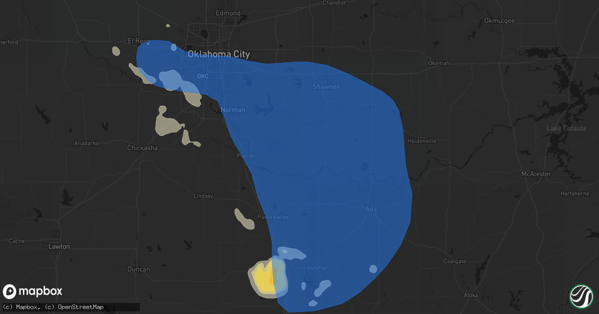 Hail map in Wanette, OK on June 23, 2026