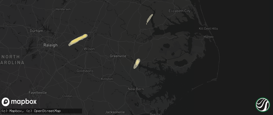 Hail map in Washington, NC on June 23, 2026
